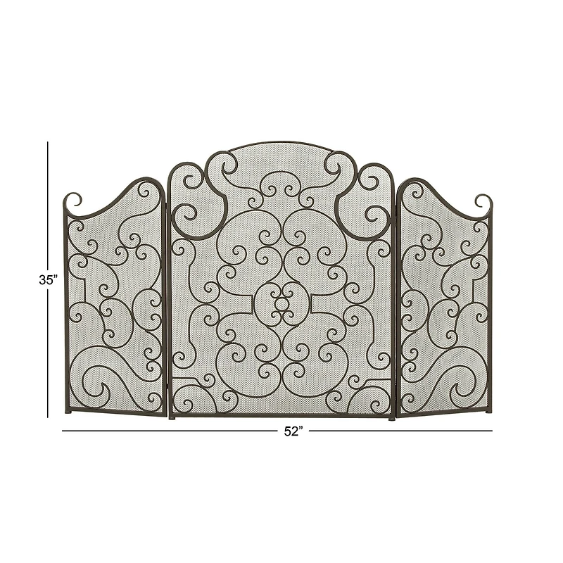 Black Metal Traditional Fireplace Screen