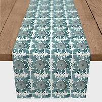Teal Medallions Outdoor Table Runner