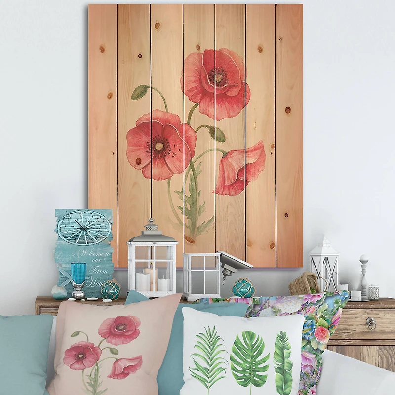 Designart - Retro Poppy Flowers