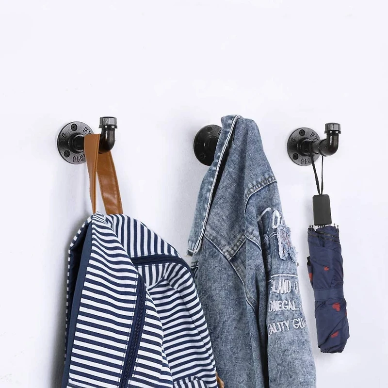 NEX™ Black Industrial Iron Pipe Wall Hooks, 3ct.