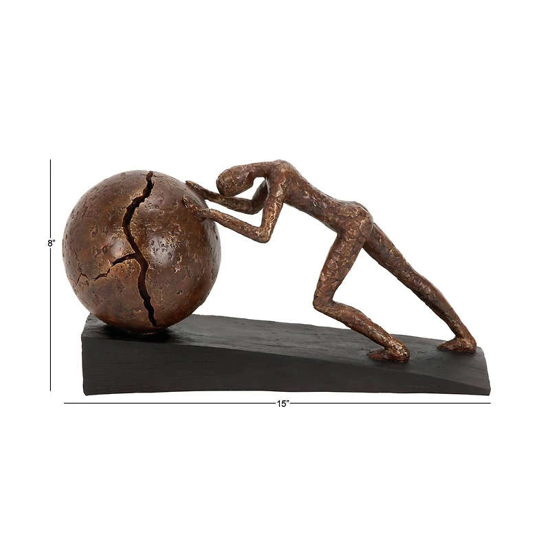 15" Brown Sisyphus Abstract Human Figurine Sculpture