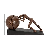 15" Brown Sisyphus Abstract Human Figurine Sculpture