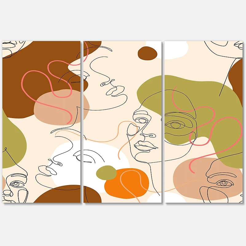 Designart - One Line Portrait of African American Women III