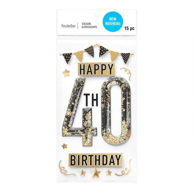 40th Birthday Dimensional Stickers by Recollections™