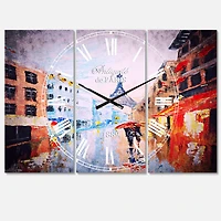 Designart Couple Walking In Paris Multipanel Wall Clock
