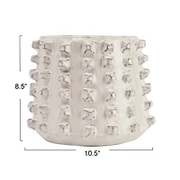 Hello Honey® 11" Ivory Stoneware Sculptural Planter with Raised Dots