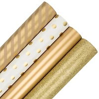 JAM Paper Premium Holiday Everything Gold Gift Wrap, 4ct.