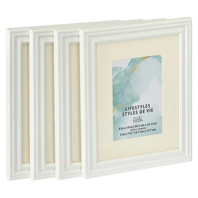 4 Pack Lifestyles 5" x 7" White Frames with Mat by Studio Décor®