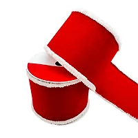 3.5" x 18ft. Red & White Santa Fur Wired Ribbon by Celebrate It®