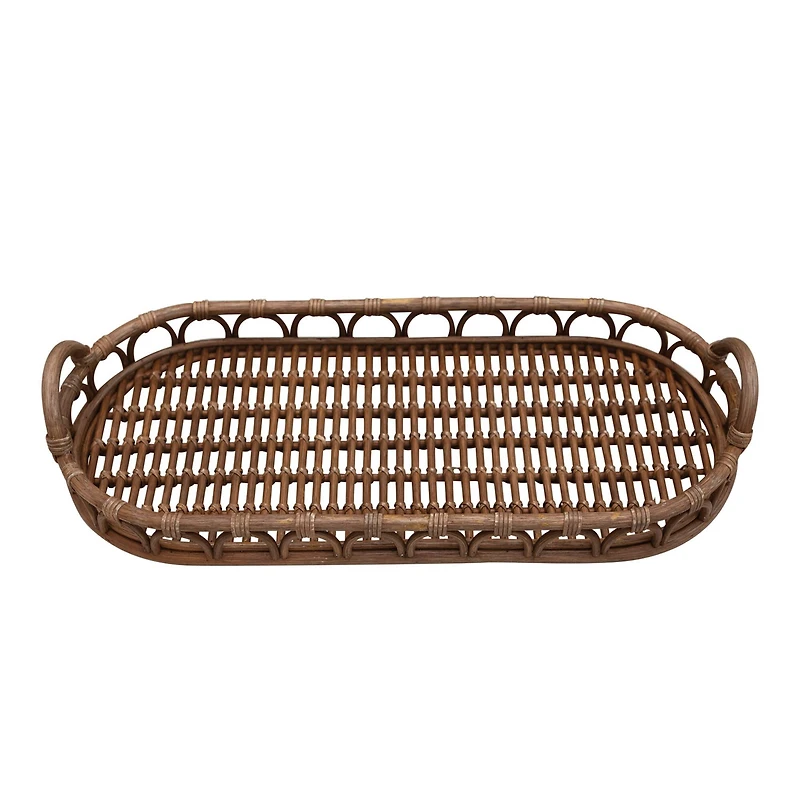 Hello Honey® Hand-Woven Rattan Tray with Handles