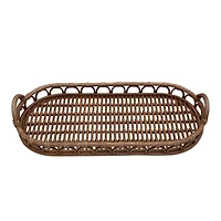 Hello Honey® Hand-Woven Rattan Tray with Handles