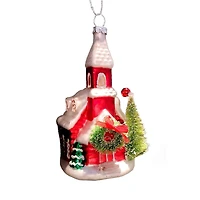 Wizardi 12" Christmas Church Glass Ornament