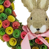 16" Floral Wreath with Bunny Head Center