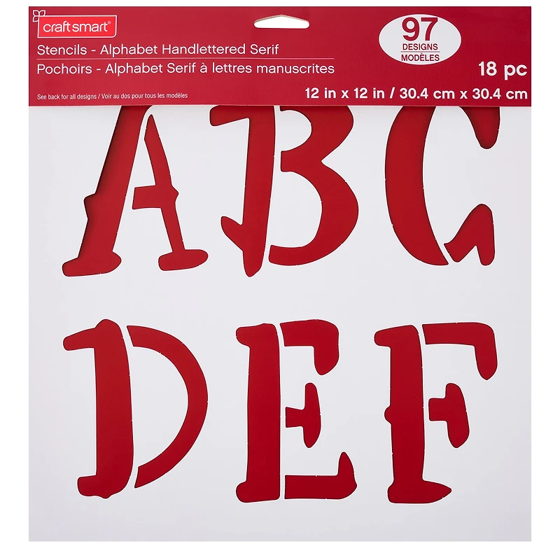 Alphabet Handlettered Serif Stencils, 12" x 12" by Craft Smart®