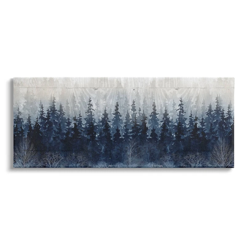 Stupell Industries Rustic Blue Forest Tree Line Fir Woodland Canvas Wall Art