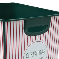 Simplify Christmas Stripe Design Green Ornament Storage Tote Bin