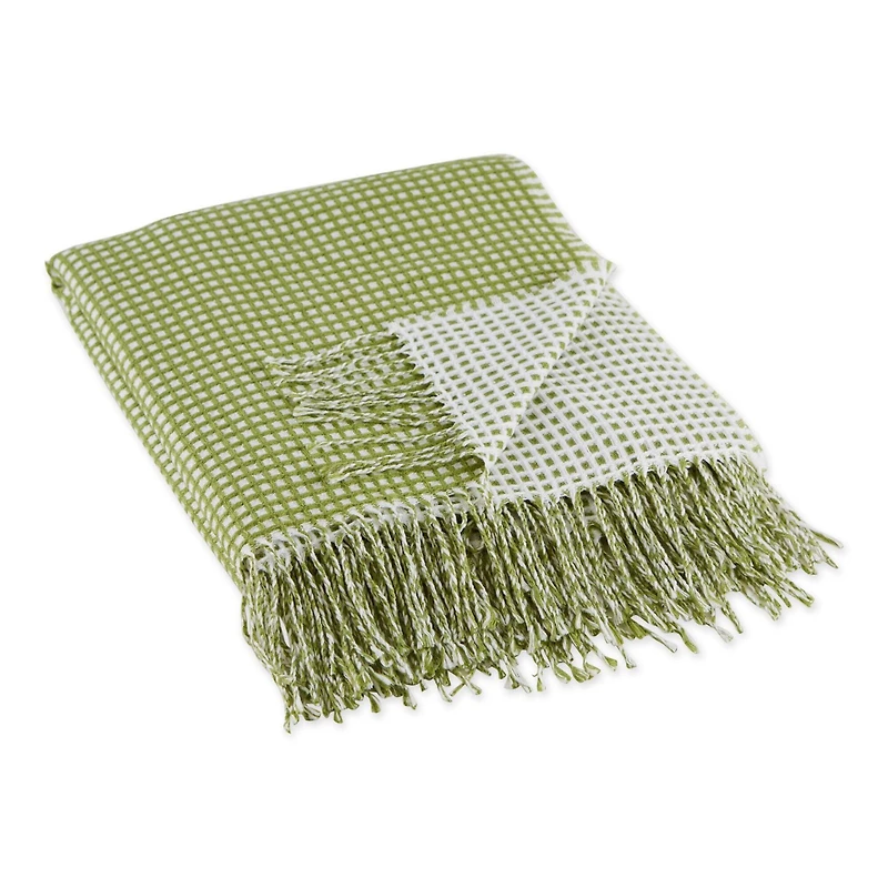 DII® Antique Green & White Waffle Knit Throw