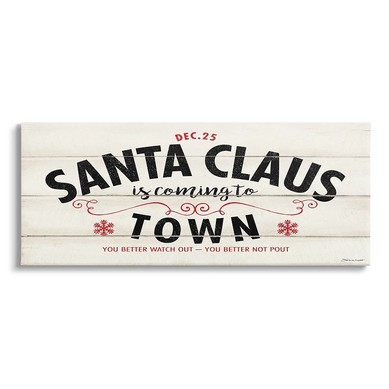 Stupell Industries Santa Claus Coming To Town Rustic Canvas Wall Art