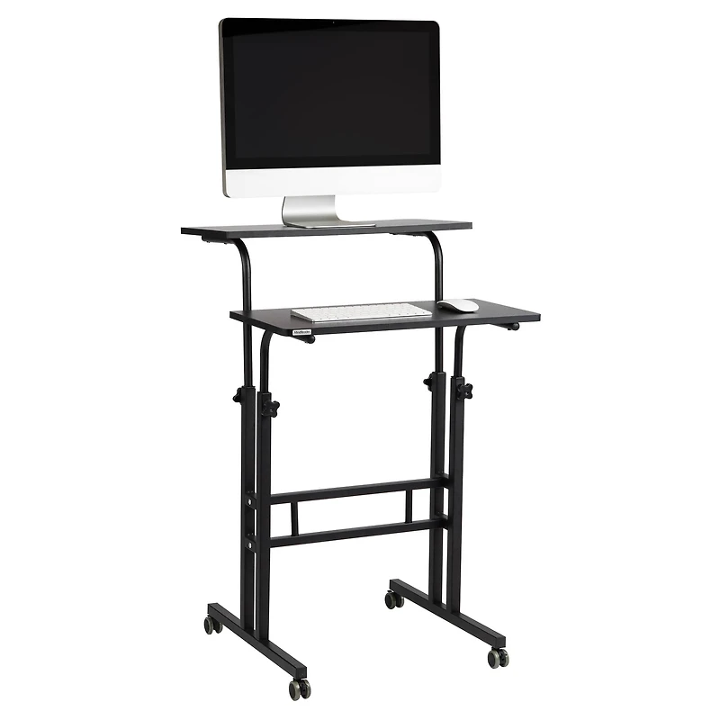 Mind Reader Black Mobile Sitting or Standing Desk