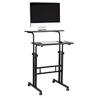 Mind Reader Black Mobile Sitting or Standing Desk