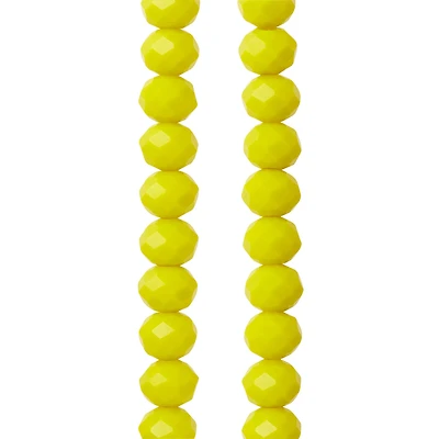 Yellow Glass Faceted Rondel Beads, 7mm by Bead Landing™