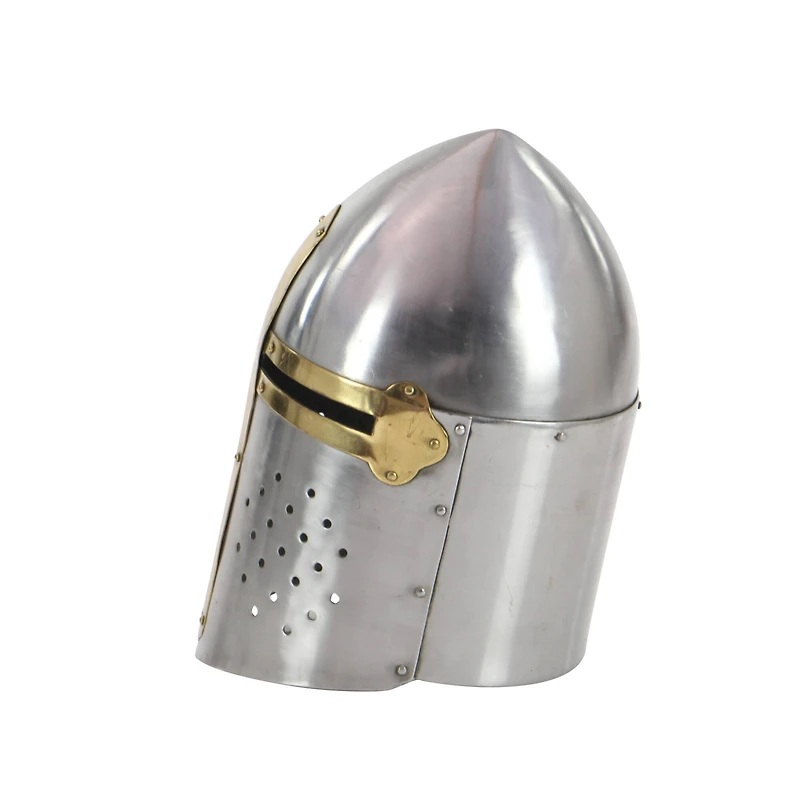 Silver Iron Eclectic Medieval Helmet, 13" x 9" x 9"