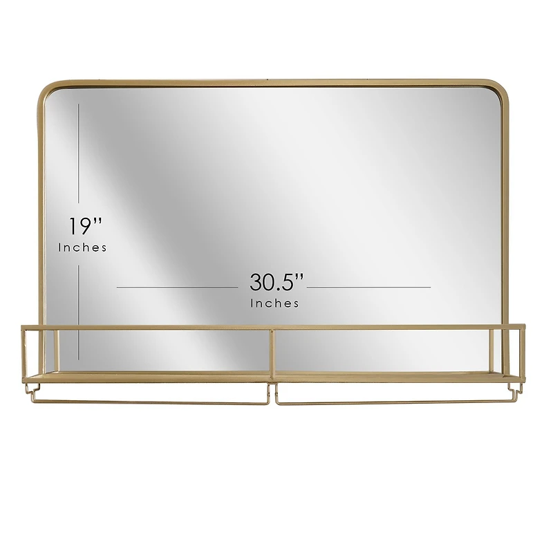 Gold Frame Rectangle Vanity Wall Mirror with Storage - 21.25" x 31.5"