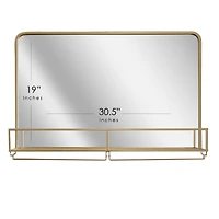 Gold Frame Rectangle Vanity Wall Mirror with Storage - 21.25" x 31.5"