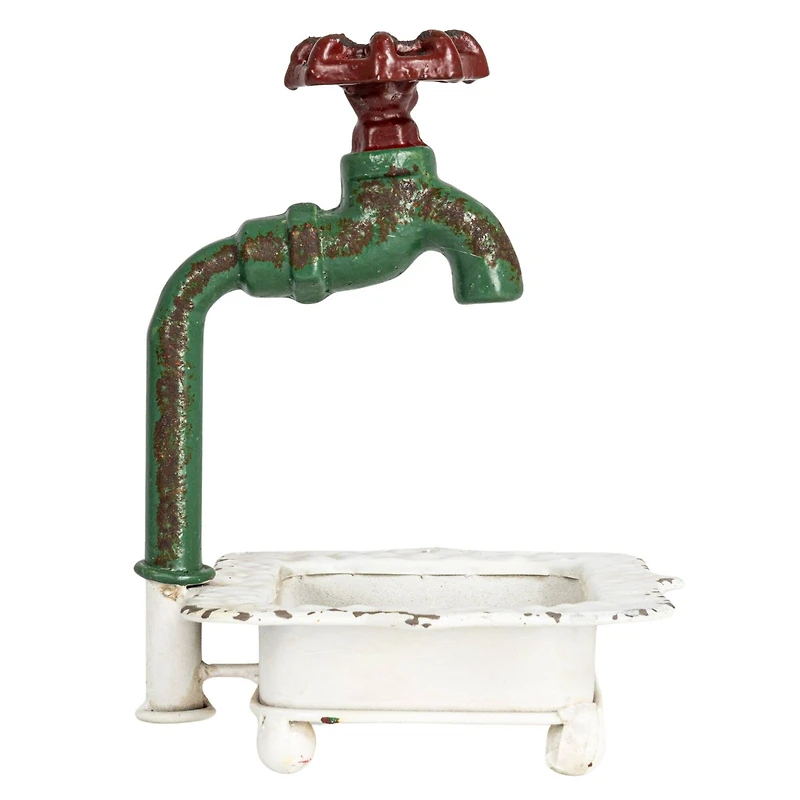 Charming Cast Iron Soap Dish with Miniature Faucet Detail