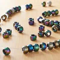 Black Aurora Borealis Pony Beads by Creatology™, 6mm x 9mm