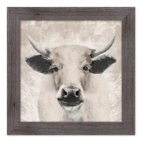 Creamy Tonal Cow Framed Print Wall Hanging