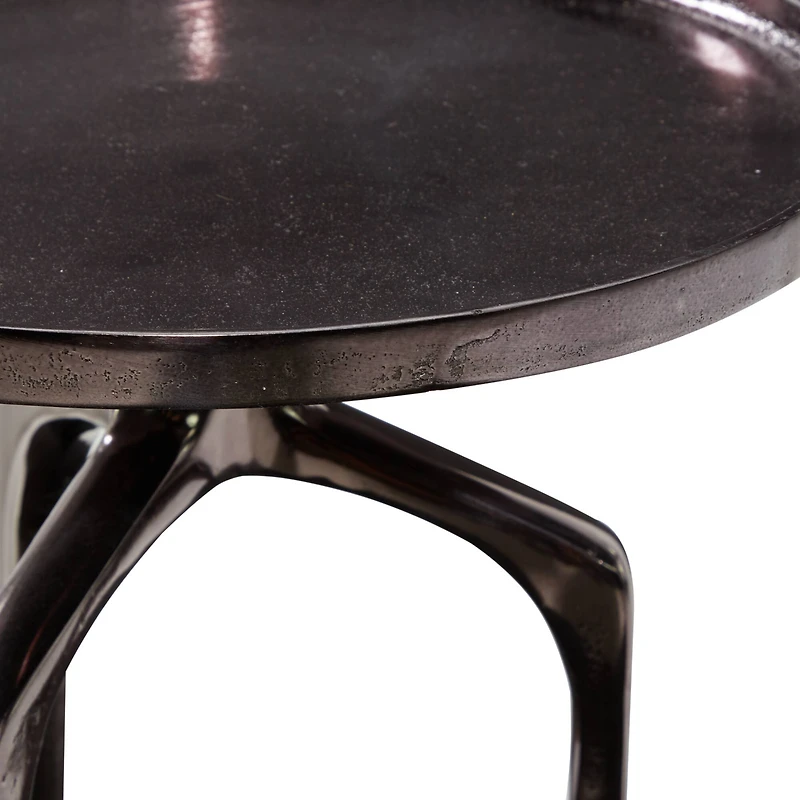 25" Black Aluminum Contemporary Accent Table