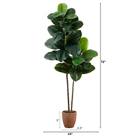 6ft. Rubber Tree in Decorative Planter with Real Touch Leaves