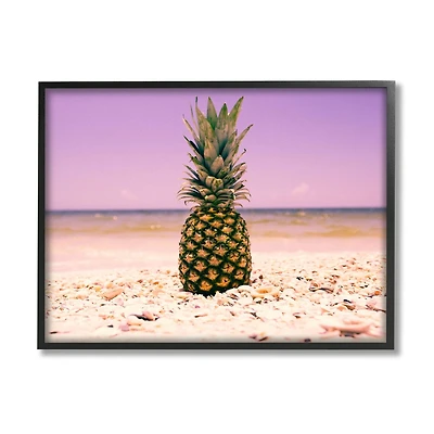 Stupell Industries Pink Purple Pineapple Beach Framed Wall Art