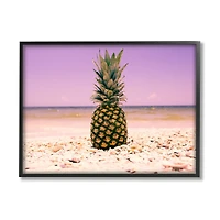 Stupell Industries Pink Purple Pineapple Beach Framed Wall Art