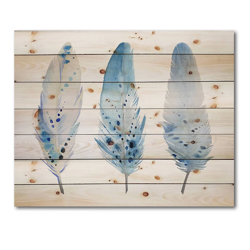 Designart - Blue Boho Feathers II