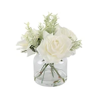 Flora Bunda® 8.5" Real-Touch Rose Arrangement in Glass Vase