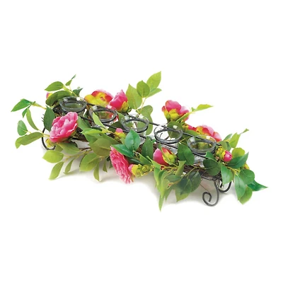 Pink Faux Floral Candleholder 18" x 9" x 4.75