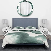 Designart 'Gouache Green on Gray I' Geometric Bedding Set