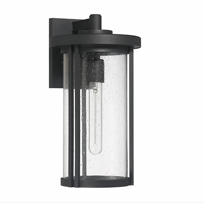 Hello Honey® Maude Matte Black Modern Cylindrical Metal & Glass Wall Mounted Outdoor Wall Light