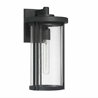 Hello Honey® Maude Matte Black Modern Cylindrical Metal & Glass Wall Mounted Outdoor Wall Light