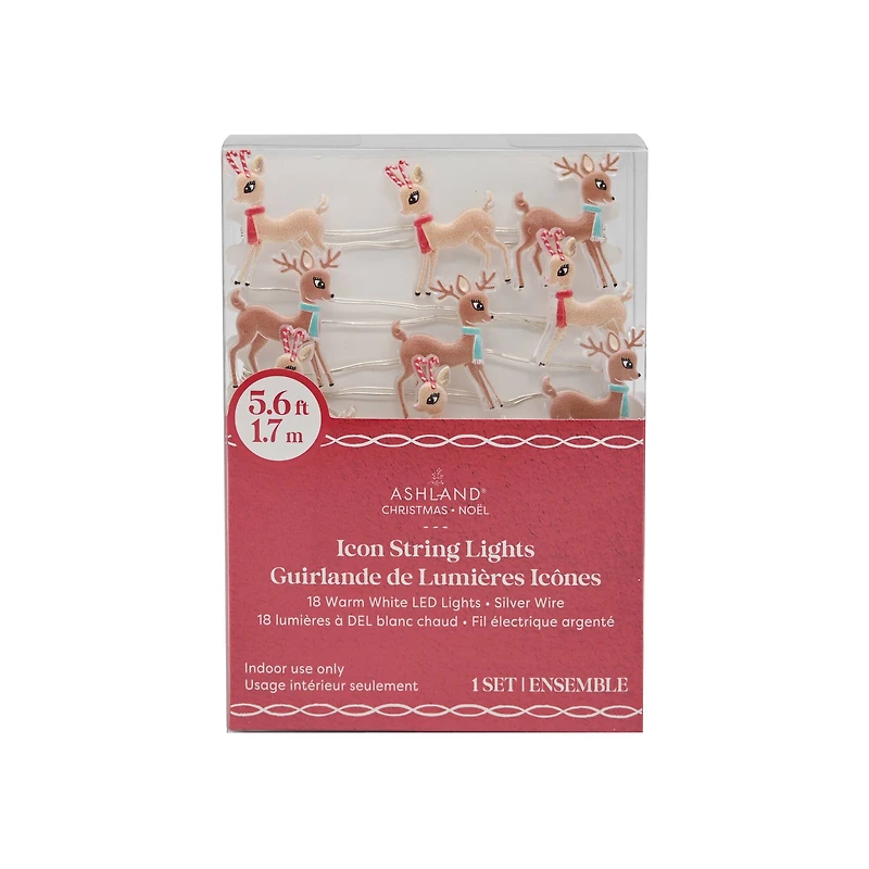 18ct. Warm White LED Reindeer String Lights on Silver Wire by Ashland®