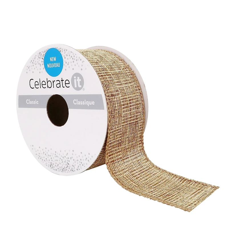 1.5" x 3yd. Textured Wired Linen Ribbon by Celebrate It®