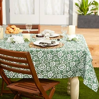 Artichoke Green Floral Print Outdoor Tablecloth with Zipper