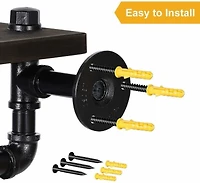 Black Industrial Metal Wall Mounted Toilet Paper Holder with Wood Shelf