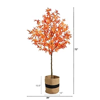 6ft. Artificial Autumn Maple Tree with Basket