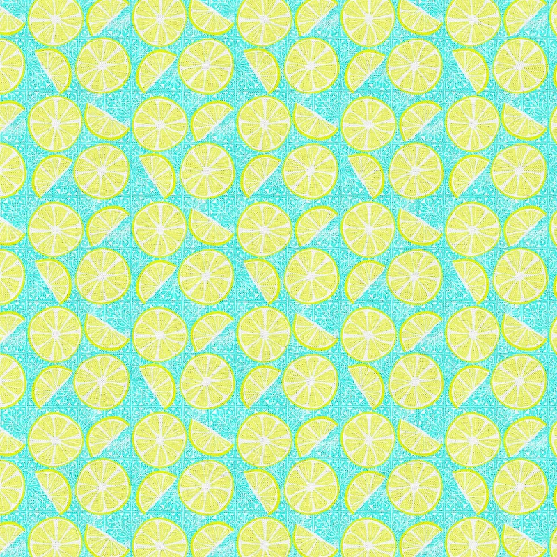 Fabric Editions Turquoise Lemon Slices Cotton Fabric