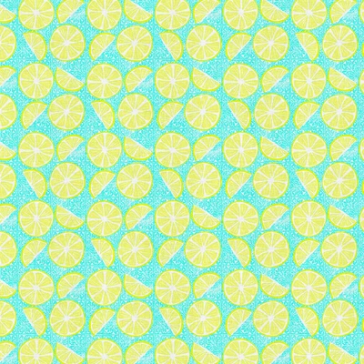 Fabric Editions Turquoise Lemon Slices Cotton Fabric