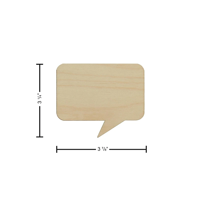 Essentials by Leisure Arts 24 Pack 3.75" x 3.13" Rectangle Thought Bubble Flat Wood Shape