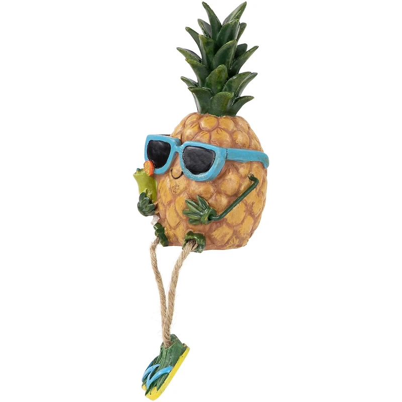 10" Tropical Boy Pineapple with Cocktail and Dangling Legs